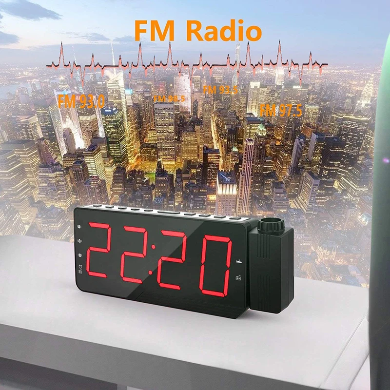 FM радио часы светодиодный цифровой будильник с проекцией времени температура