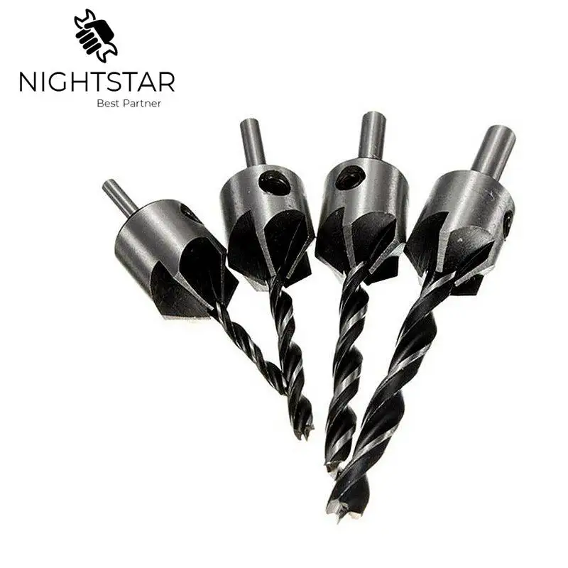 4 шт. HSS 5 Флейта Зенковка набор сверл пресс Набор фаски развертки
