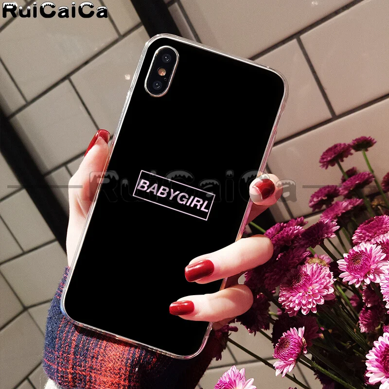 RuiCaiCa Babe babygirl honey line Text art Smart Cover мягкий чехол для телефона Apple iPhone 8 7 6S Plus X XS MAX 5 5S SE XR
