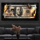 Картина сжигающий доллар, современное искусство, искусство на холсте, искусство и принты, креативная картина на 100 долларов, для гостиной, Настенная декоративная живопись