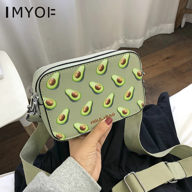 Модная женская сумка через плечо, маленькая коробка с фруктами, авокадо, персиковая женская сумка на плечо, клатч для девочек, женская сумка-мессенджер