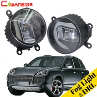cawanerl 2 x car accessories 2in1 led fog light daytime running lamp drl white high bright for porsche cayenne 955 2002 2015