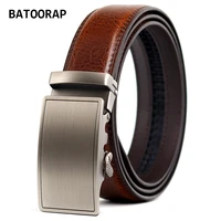 male waist strap brown cowhide business ratchet belt for men real leather high quality metal auto buckle gray casual mens belts