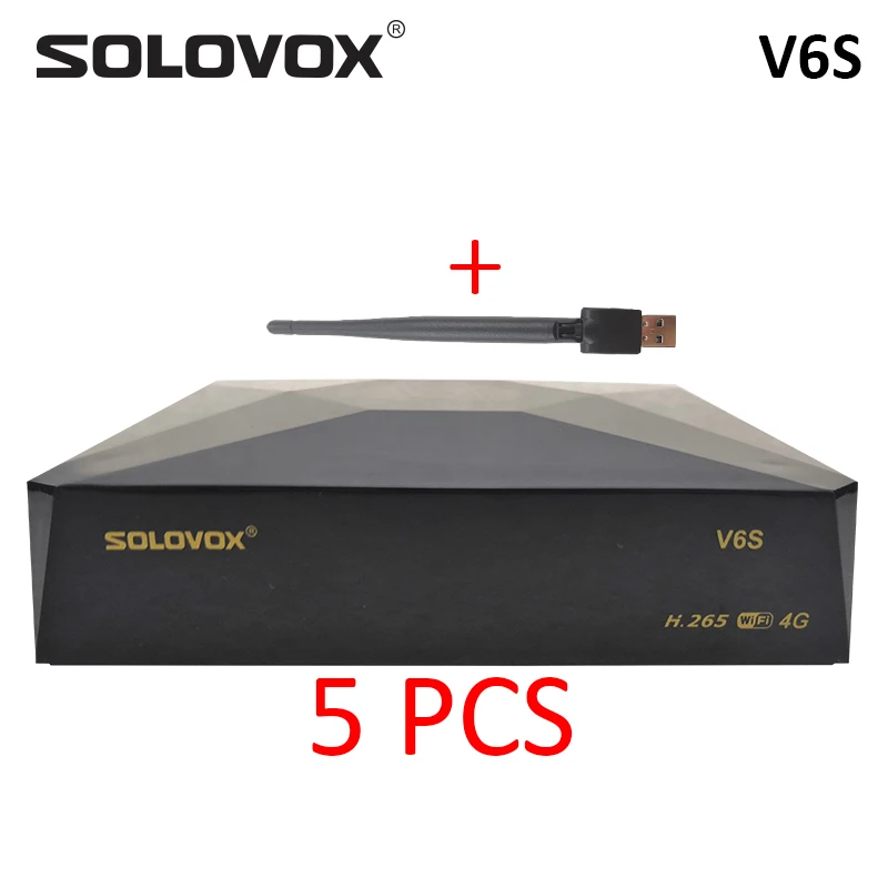 Solovox 5 шт. V6S DVB-S/S2 спутниковый ресивер Поддержка CCCAM M3U Xtream Stalker, Mars tv Pro, евро 6 линейный сервер, Франция Великобритания Live - Цвет: V6SUSBWIFIX5