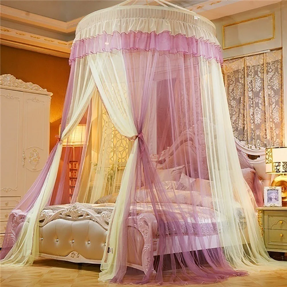 Romantic Hung Dome Bed Princess Round Foldable Fly Insect Proof Net Bedroom Breathable Circular Curtain Home Decor Easy Install | Дом и сад