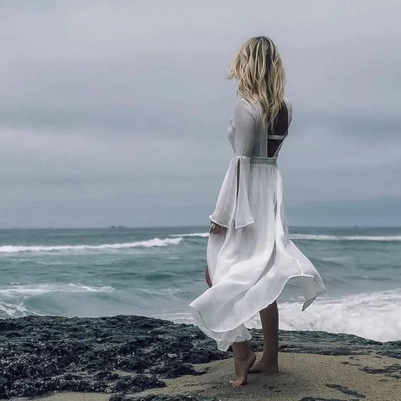 Туники для пляжа купальник накидка женский длинный кафтан Пляжная пляжное парео