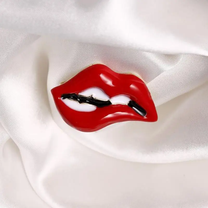 Эмалированные Броши с красными губами для женщин и мужчин вечерние из сплава