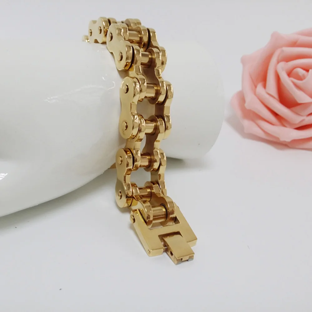 Тяжелый 18/22 мм мужской серебряный/золотой цвет мотор Байкерская цепочка браслет