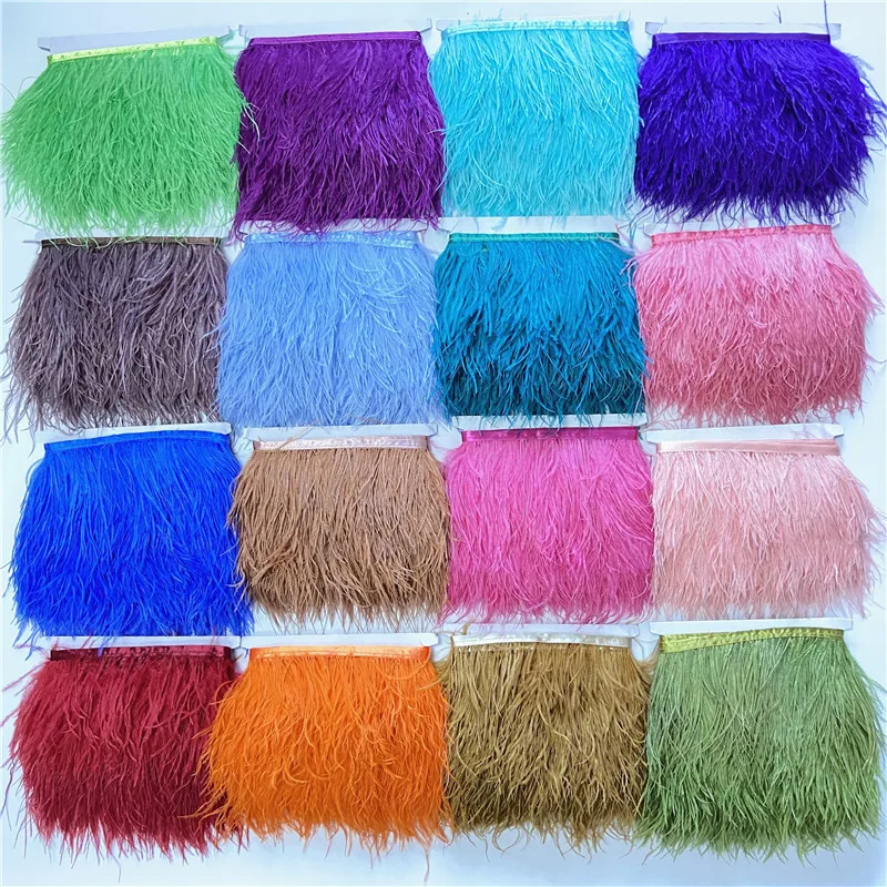 10 м/лот лента из страусиных перьев 8 см для костюма черное белое страусиное перо