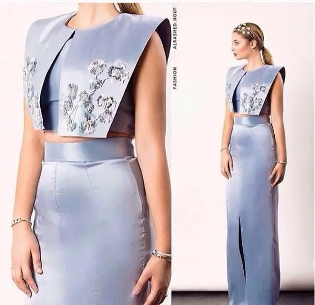 

robe de mariee Middle East Design Front Split Sexy Two Pieces Evening Gowns O-Neck Straight Formal Party mother of the Dresses