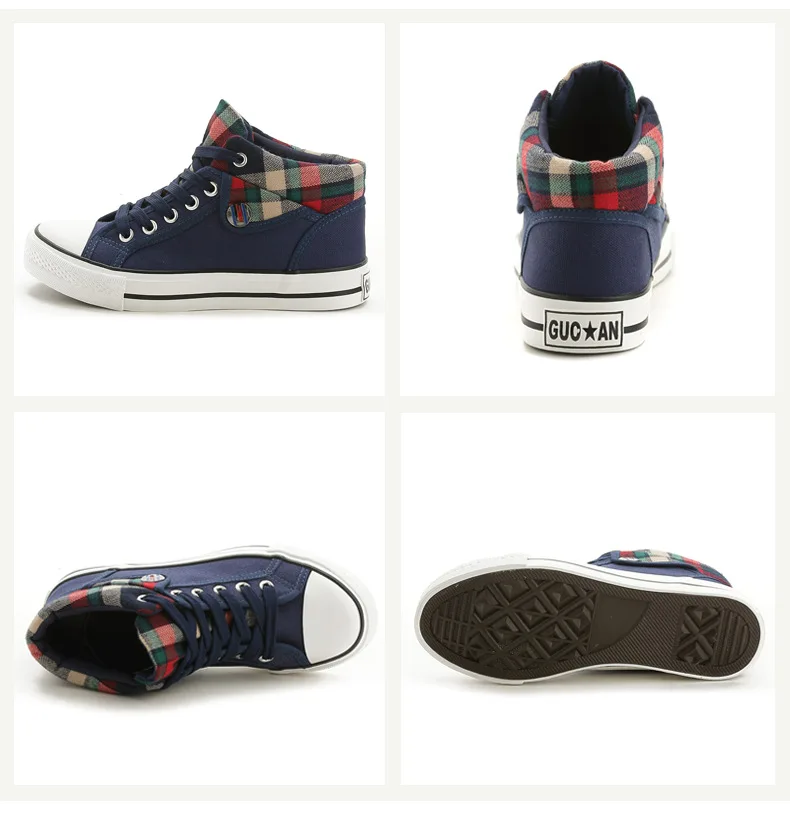 Женские холщовые туфли с высоким верхом маленькие черные на шнуровке в Корейском