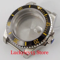 fit nh35 40mm hot watch case gold marks sapphire crystal ceramic bezel insert solid backcover
