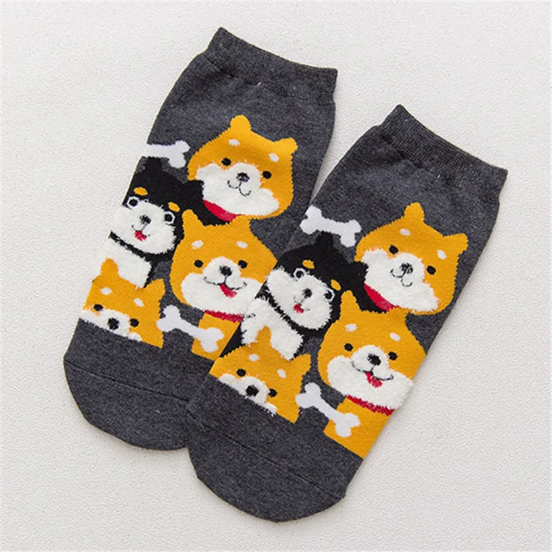 Shiba Inu DeepGray Милая Одежда для девочек из хлопка с изображением лисы собаки цыпленок кот», «кролик» женские носки до голени смешные короткие носки Повседневное Pet Носки с рисунком «котята»; носки; Прямая поставка - Color: Shiba Inu DeepGray