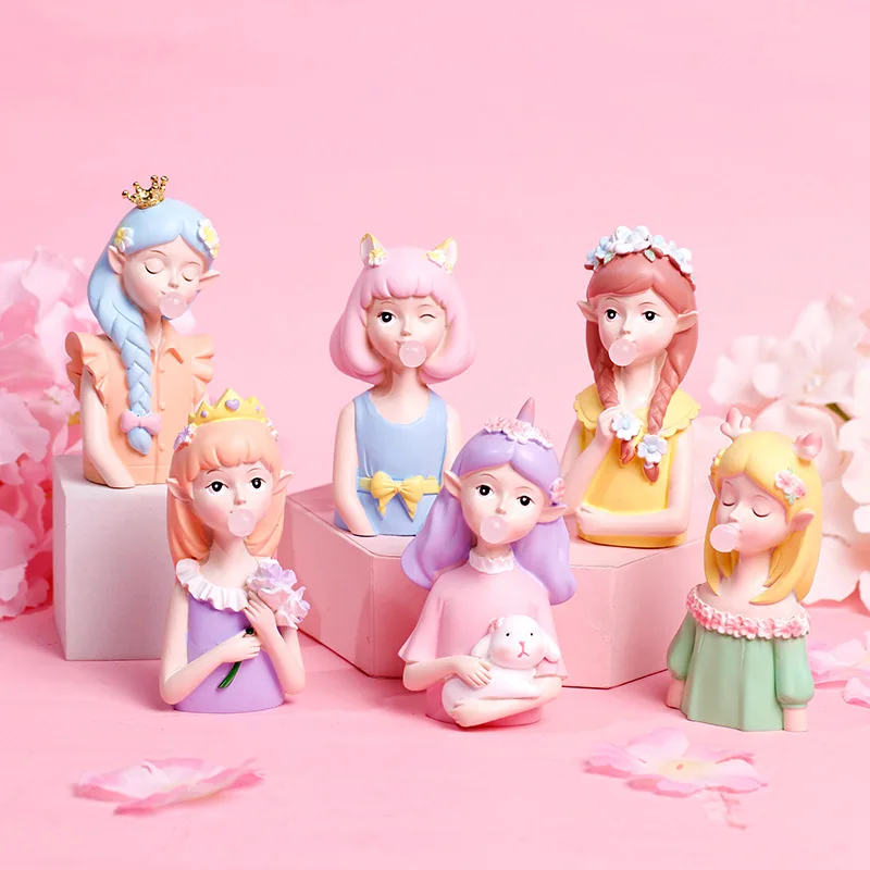 

ins girl heart cartoon creative resin craft decoration cute girl blind box christmas creative gift birthday gift desk decoration