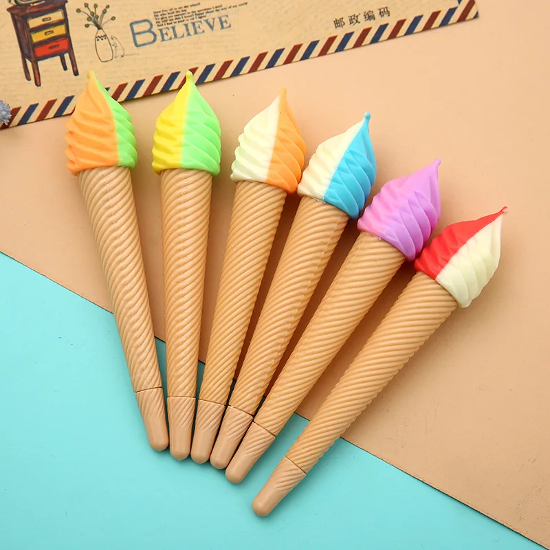 

50PCS Cute Korean Creative Office Stationery Wholesale Fresh Water Pen Ice Cream Gel Pen Black Pen CoreSchool Supplies Gel Pens