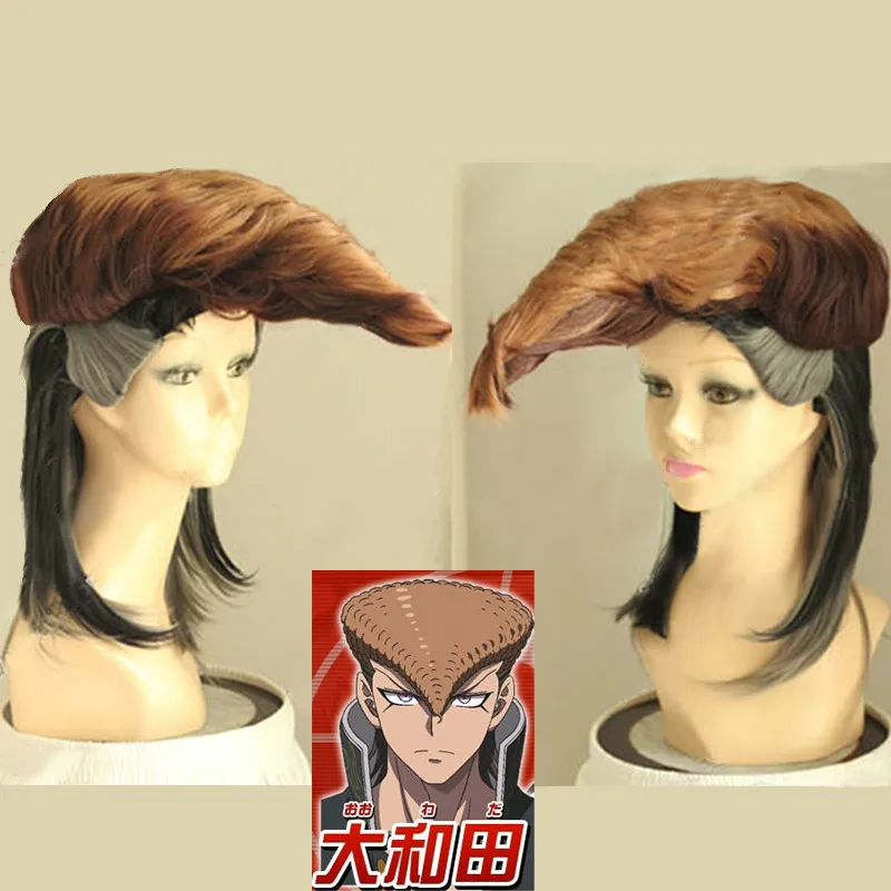 

Dangan Ronpa Danganronpa V3 Mondo Owada Косплей Короткие Темно-коричневые серые черные смешанные цвета термостойкие синтетические волосы + парик Кепка