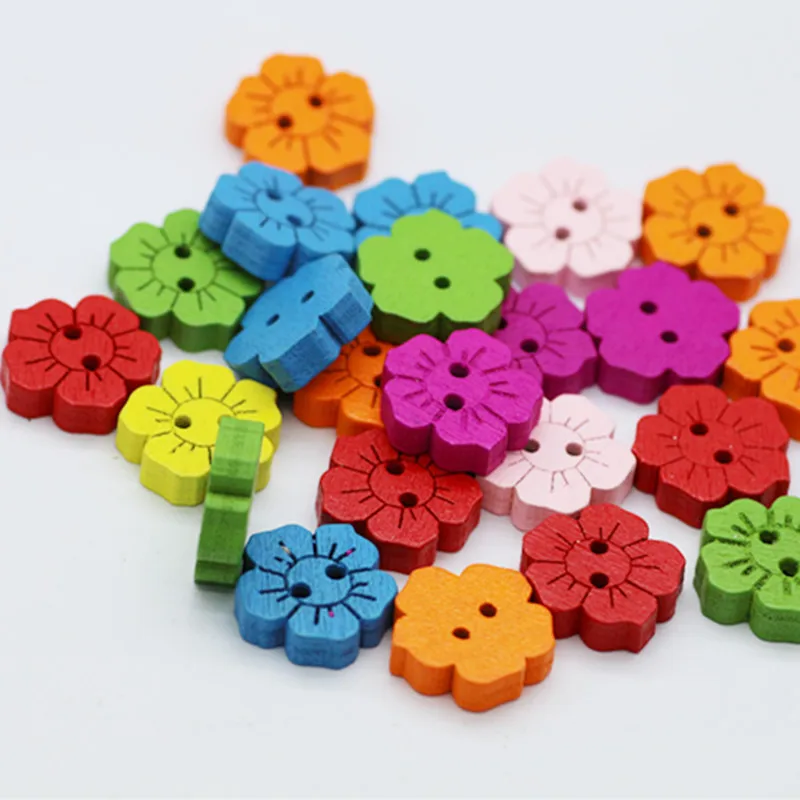 100 шт Смешанные Цветочные деревянные кнопки для одежды спицы вязания ремесел