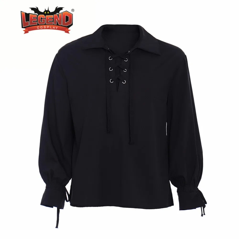 Мужская шотландская якобита Ghillie Kilt Highland рубашка с длинным рукавом со шнуровкой Средневековый Ренессанс пират Викинги костюм