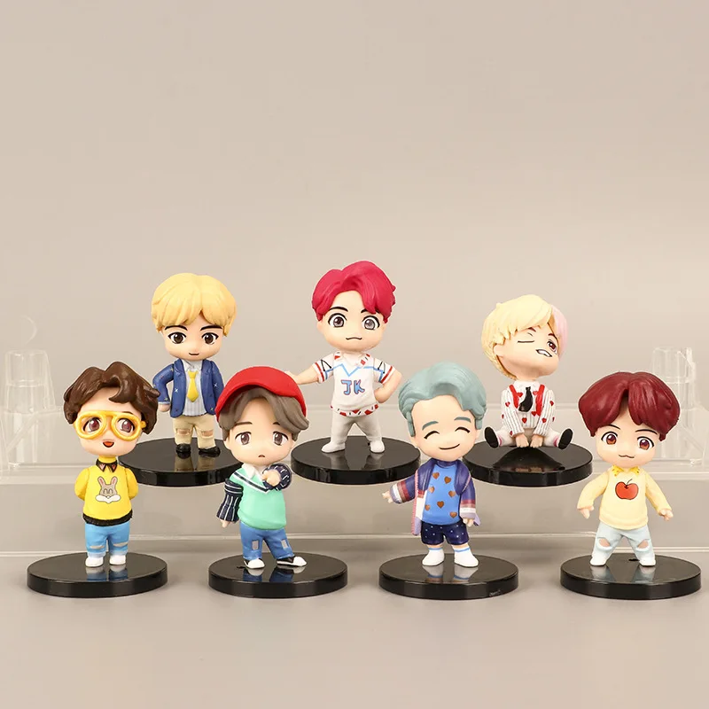 7 шт./компл. Bangtan Boys групп Экшн фигурки щенки мультфильм ПВХ B T S модель игрушки поп