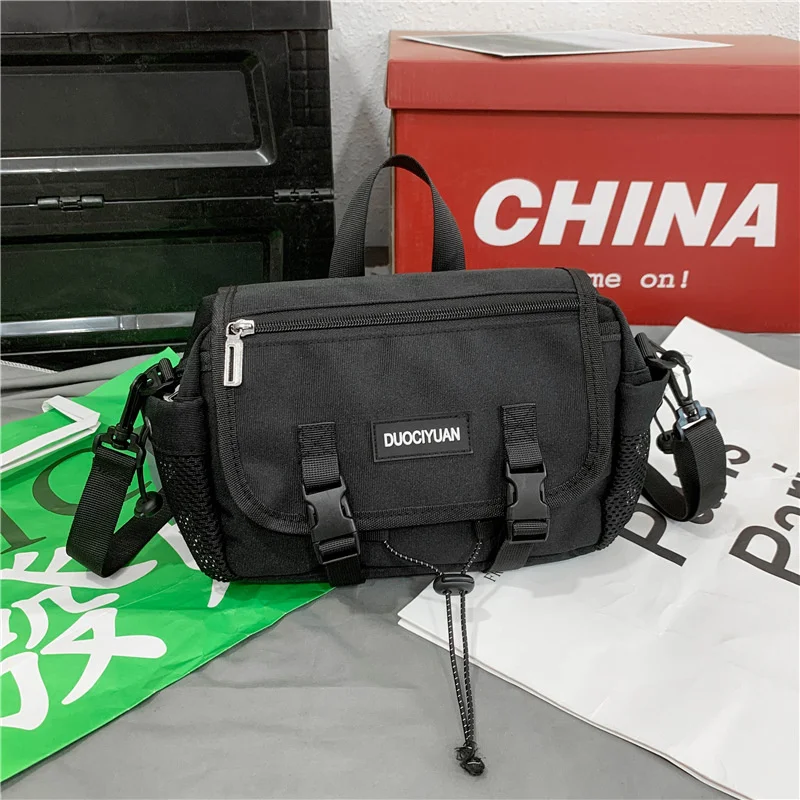 

Harajuku tooling fashion cool personality student lock single shoulder bag Korean reflective rope letter messenger bag
