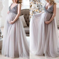 pregnant womens maternity sequins maxi dress gowns sleeveless photography props