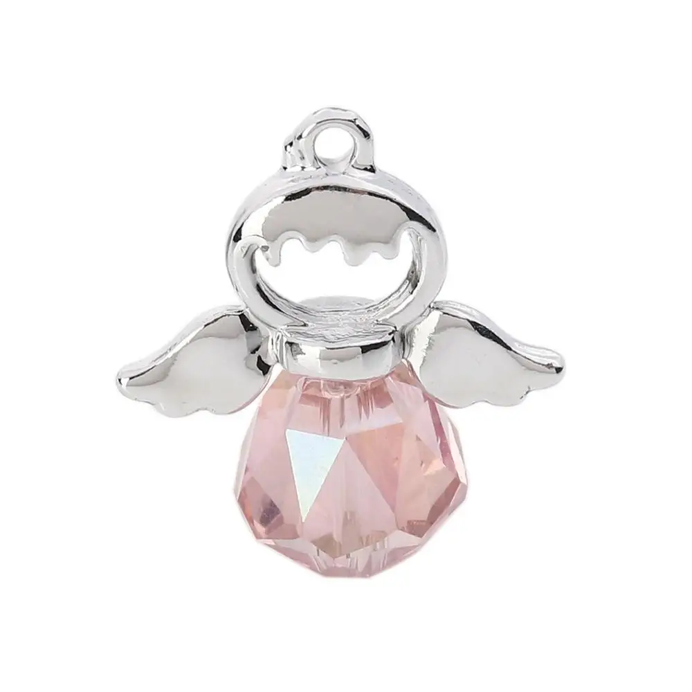 DoreenBeads сплав на основе цинка и стекло подвески АНГЕЛ серебряный цвет AB цветные
