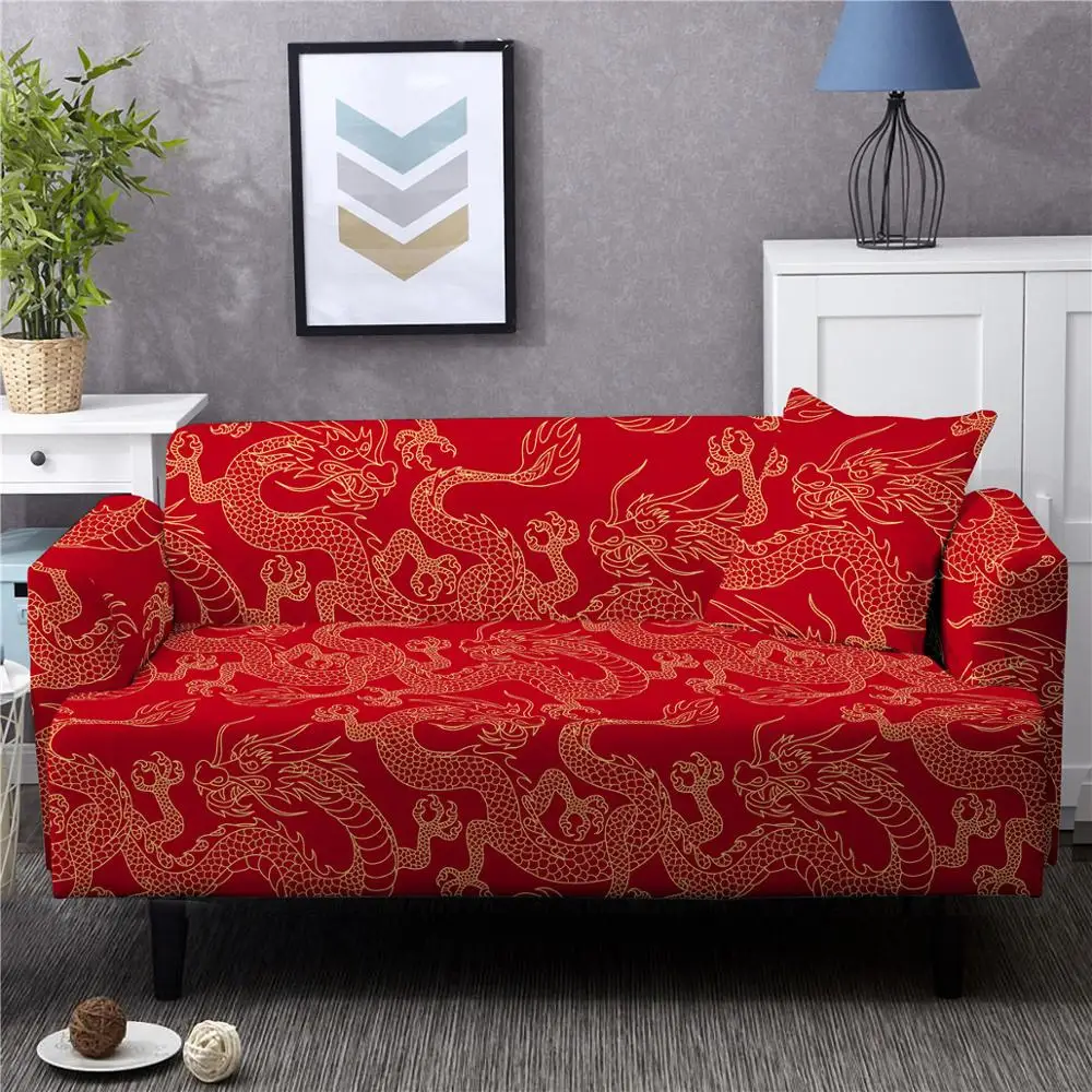 

Latest Non-Slip Spandex Stretch Sofa Cover Luxury Red Slipcovers Suitable For Living Room Couch Cover Furniture Cover