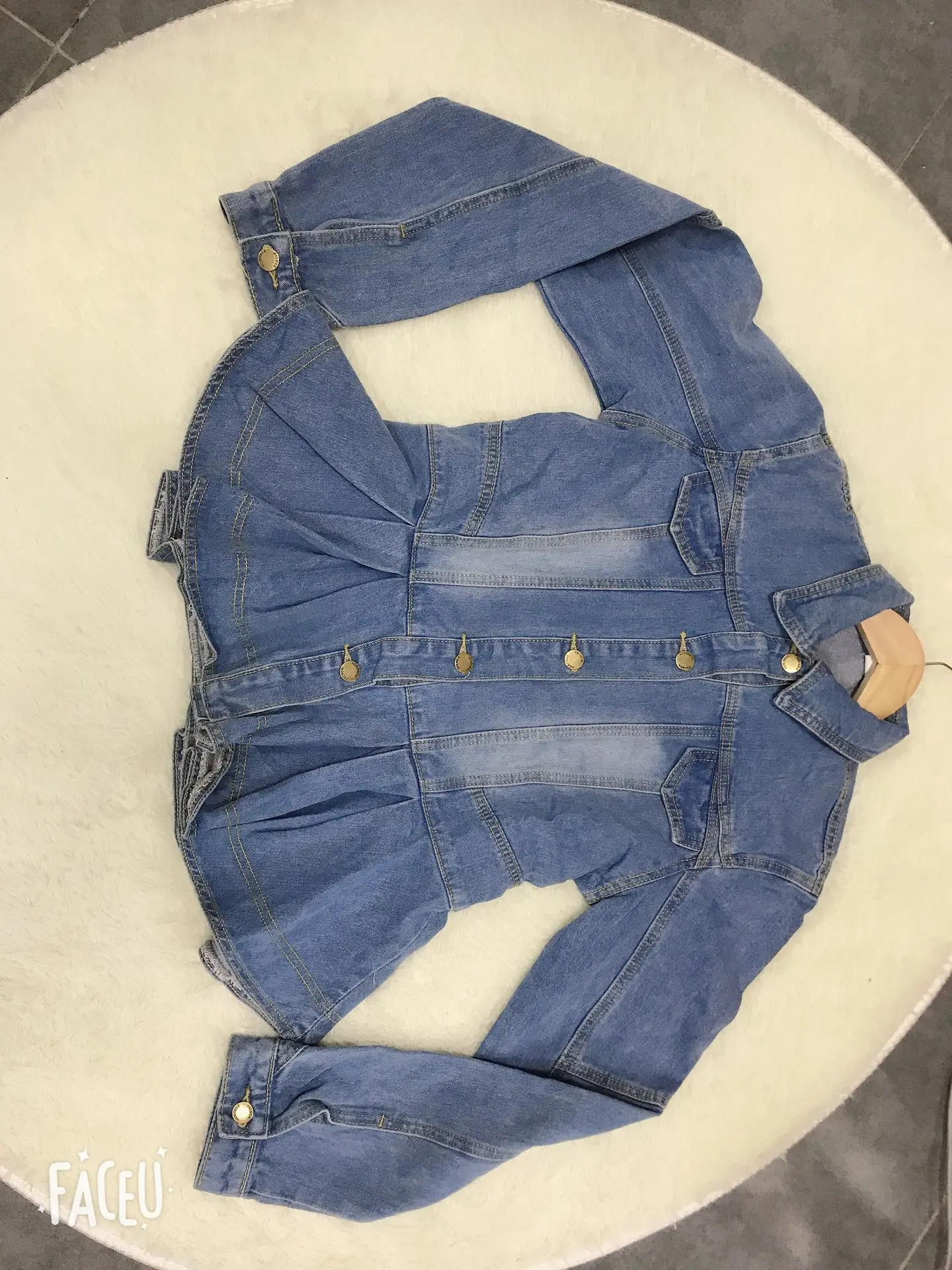 

Autumn Women Denim Short Jackets 2021 Spring Turn-Down Neck Full Sleeve Single-breasted Cascading Ruffles Fashion Coats