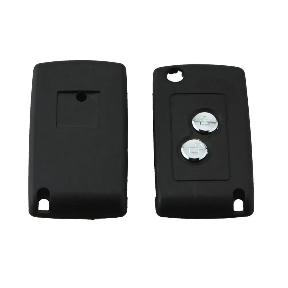 

BHKEY 2 Buttons Car Remote Key Fob Shell for Peugeot 106 206 306 307 406 Modified Flip Folding Smart Car Key Case NE73 Blade