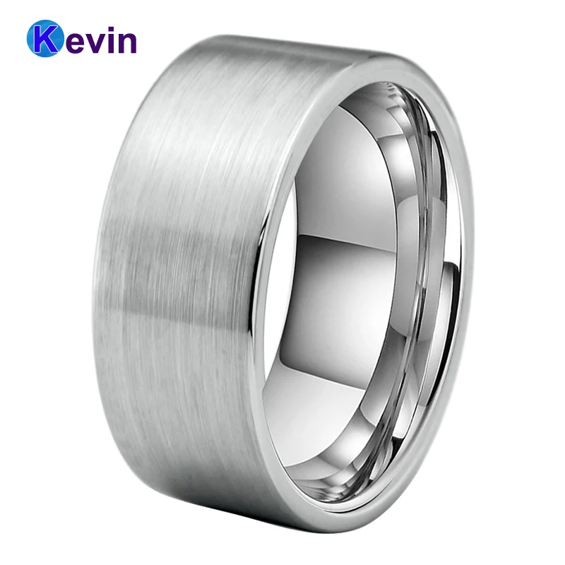 Вольфрамовое обручальное кольцо для мужчин плоский ремешок матовая отделка 10 мм