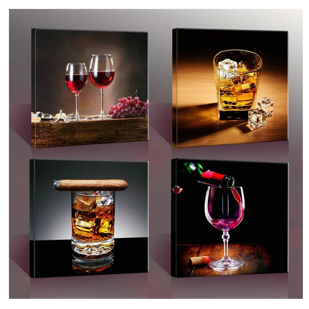 4 панели алмазная живопись красное вино 3d картина Стразы Вышивка Алмазная