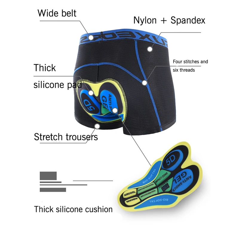 ARSUXEO Cycling Shorts bicycle Underwear Pro 5D Gel Pad men breathable mountain bike road riding mtb cycling underwear U05 | Спорт и