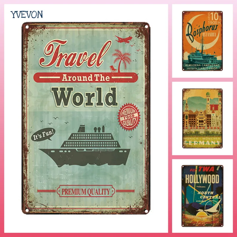 Постер металлический для путешествий по всему миру 20 х30 см|Таблички и знаки| |