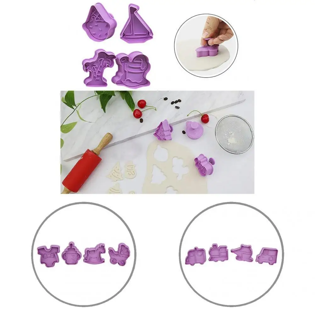 

Plastic 4Pcs/Set Practical Embosser Stencil Mould Smooth Edges Cookie Cutter Multi-Purpose for Restaurant