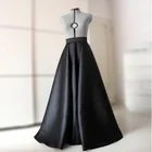 Женская атласная юбка Ever Pretty, длинная Однотонная юбка для выпускного вечера, сексуальная, черная, шелковая, для офиса