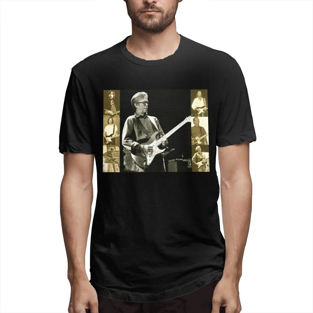 

IJHTR Eric Clapton Men's T-Shirt Comfortable Men T Shirt Print Cotton Short Sleeve T-Shirt Men'S Fashion Black Cotton