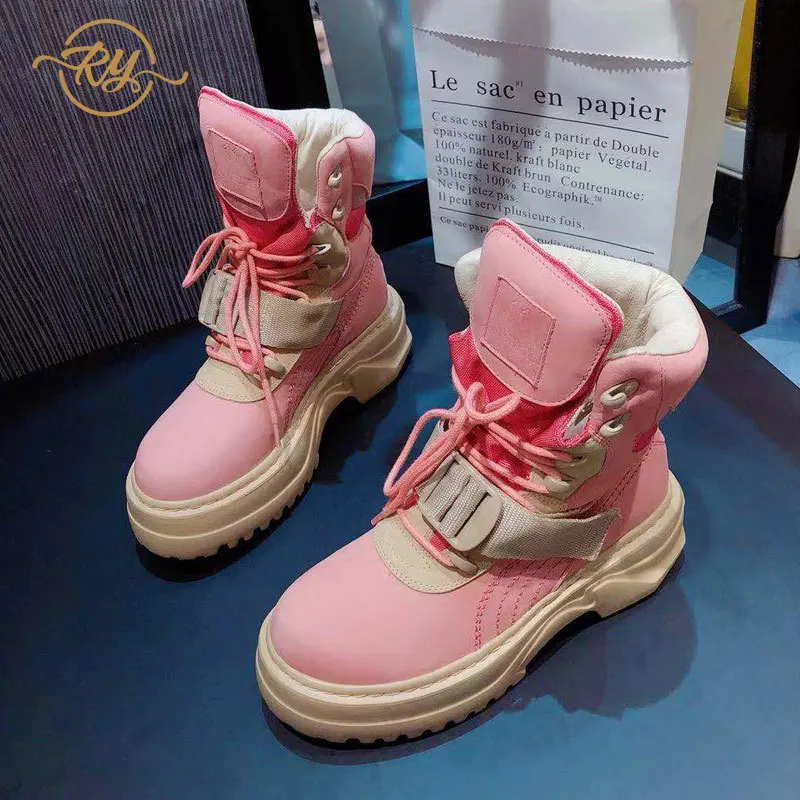 Ins/RY RELAA зимние женские ботинки коллекция 2019 года модные из натуральной кожи на