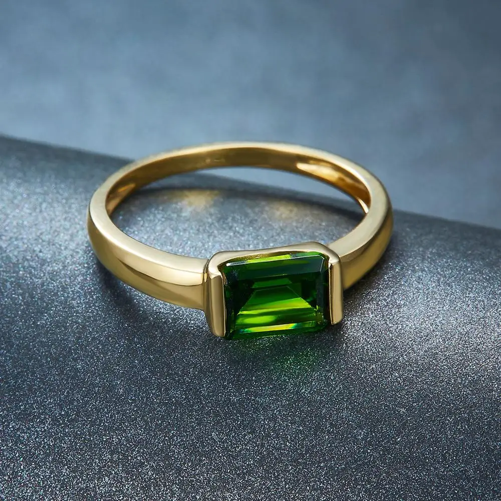 LP русский изумруд хром диопсид 1.05cts обручальное кольцо для женщин Настоящее 9K 10K