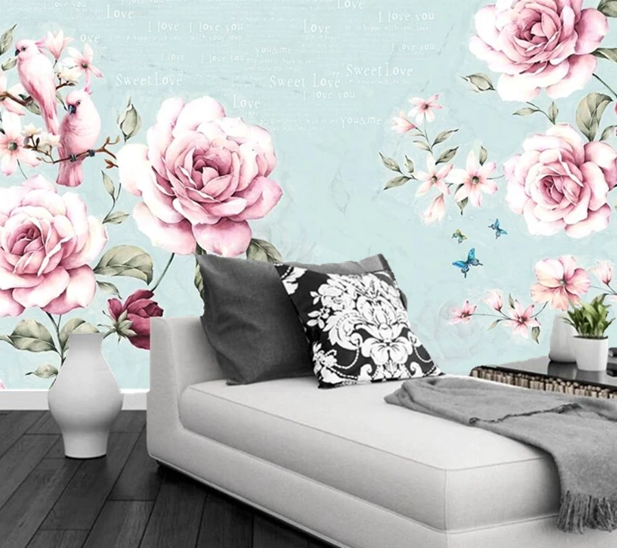 

Обои с рисунком розы в американском стиле, Настенные обои для гостиной, телевизора, спальни, домашний декор