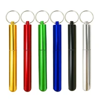 creative 304 stainless steel telescopic straw outdoor portable suit three section straw aluminum alloy storage tube