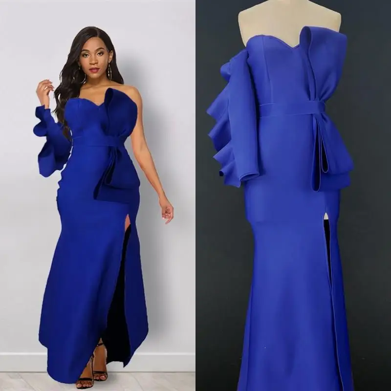 Женское элегантное платье макси с открытыми плечами сексуальное большим бантом