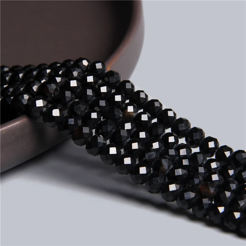 

Natural Stone Beads Small Section Bead Black Spinels 4*6 mm Loose beads for Jewelry Making DIY Bracelet Necklace Length 19cm