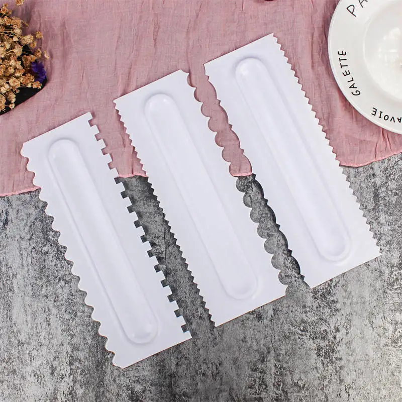 

4 PCS Shapes Cake Decorating Comb Icing Smoother Cake Scraper Pastry Baking Tool