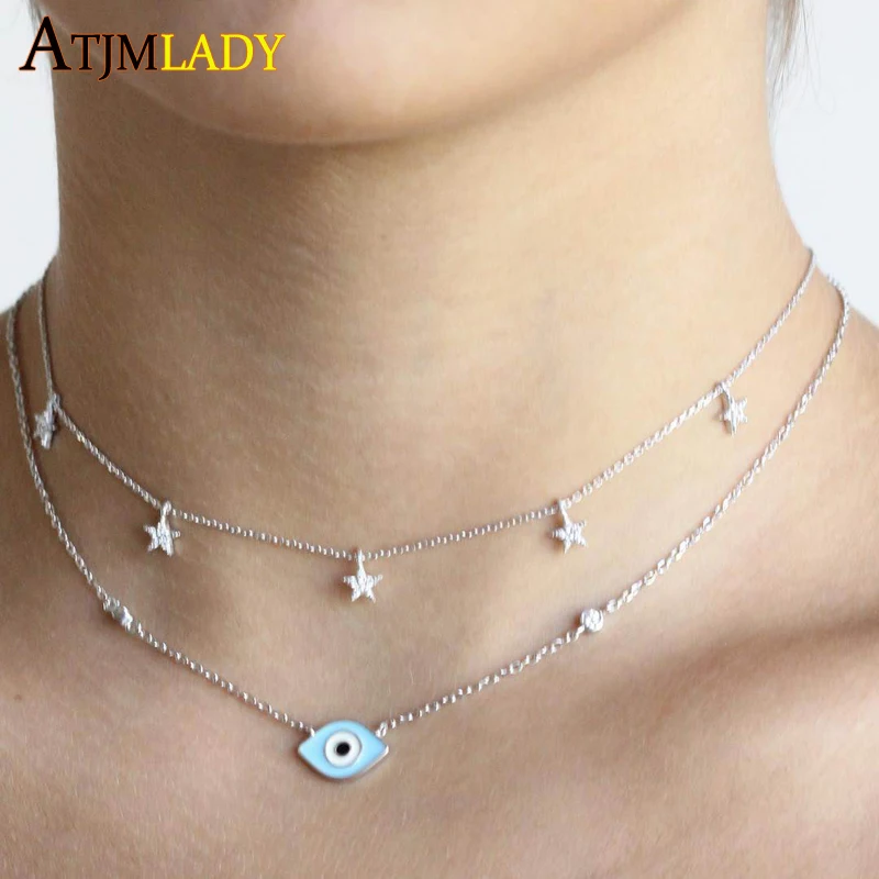 Женское серебряное колье-чокер с блестящим слоем и фианитом рождественский