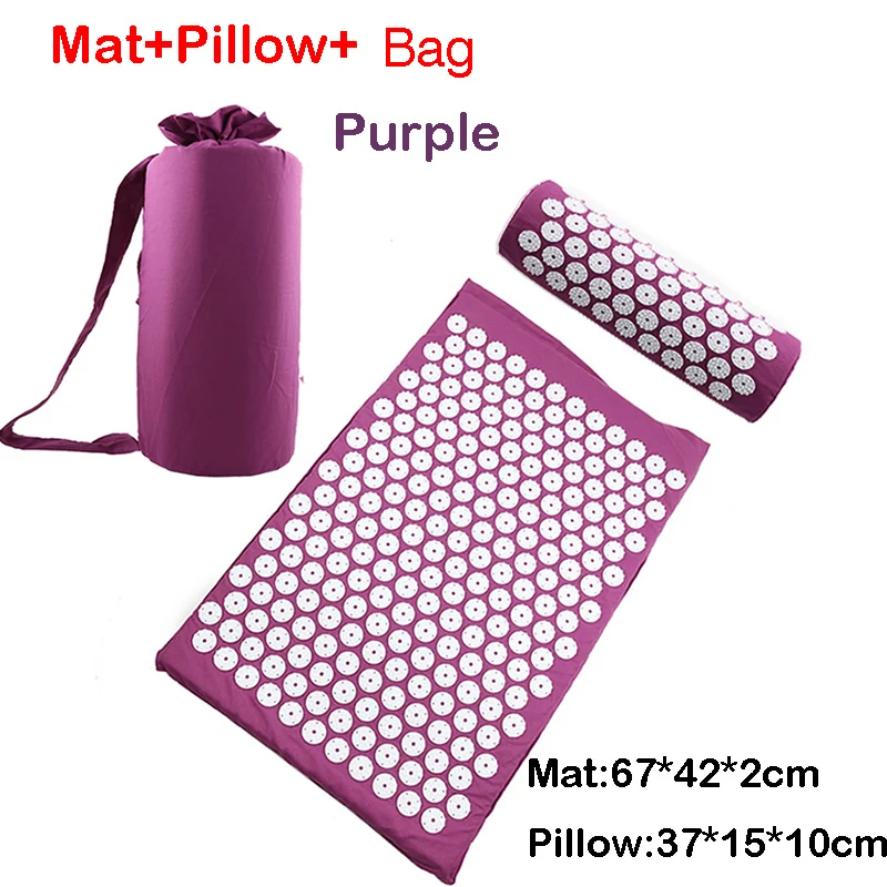 purple in set Коврик для йоги и акупрессуры для спины и тела, снимающий напряжение при напряжении, ABS, Спайк, акупрессура, массажный расслабляющий коврик для боли - Цвет: purple in set