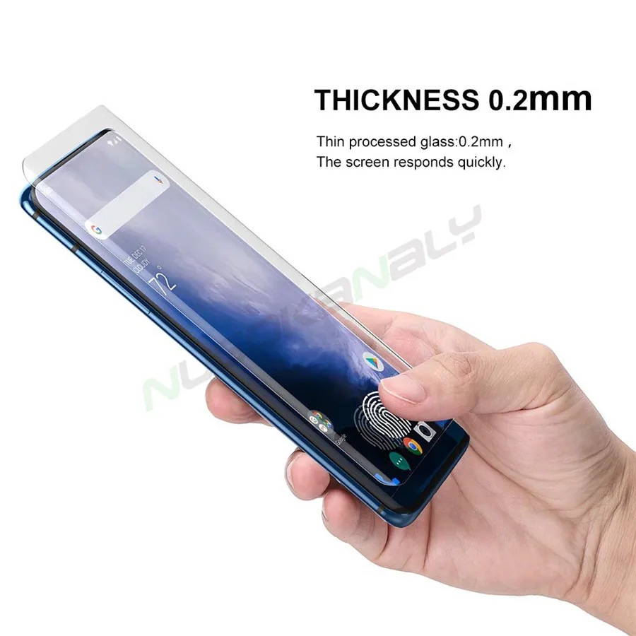 Полное клеевое нано жидкое УФ закаленное стекло для Oneplus 7 7T Pro УФ жидкое Защитное стекло для One Plus 7 7T Pro изогнутая стеклянная пленка