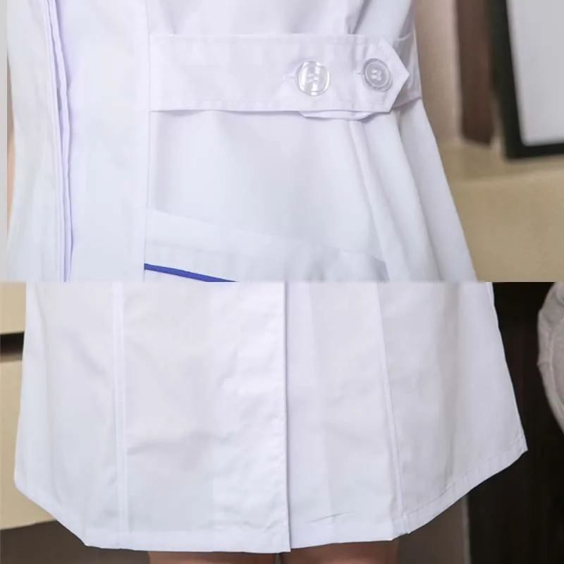 

Long section Spa Uniform Women Short Sleeve Scrubs Dress Lab Coat Uniforms Dress Work Wear Beauty Salon Work Scrubs Uniform