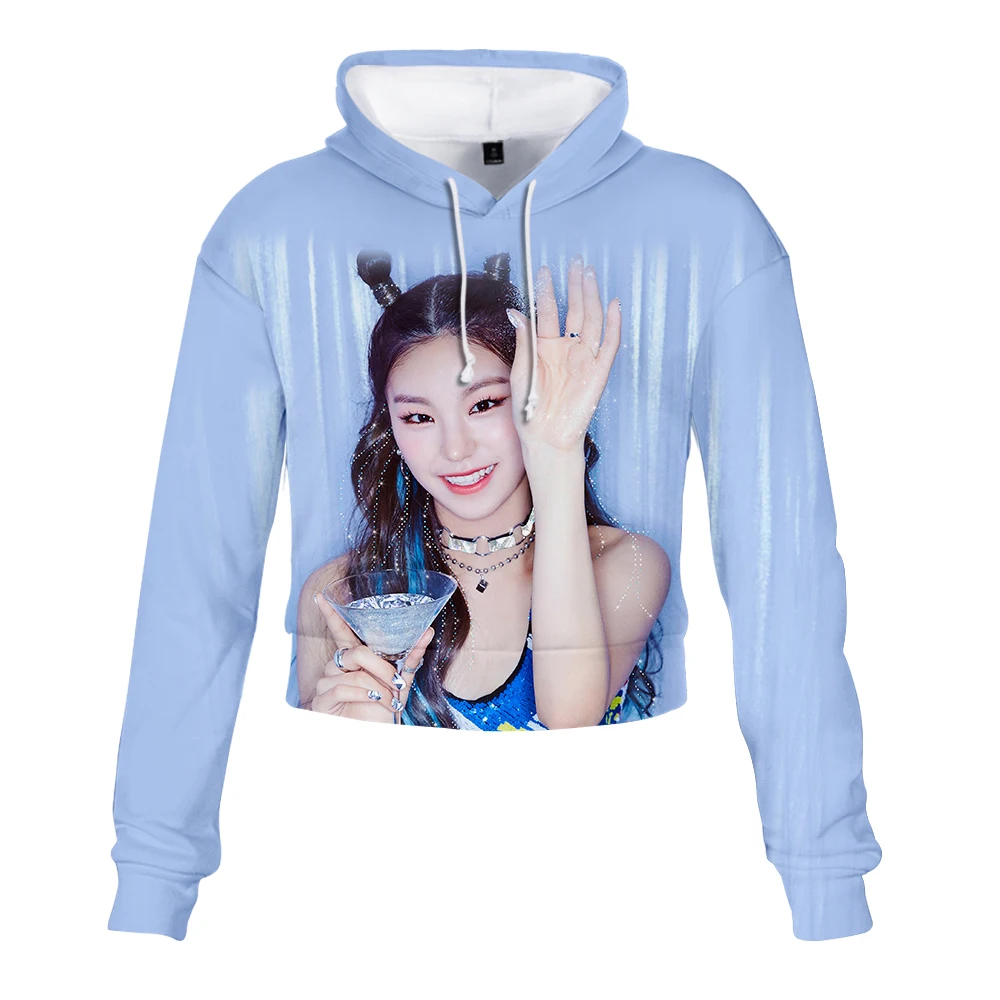 Новинка 2019 толстовка ITZY с капюшоном Повседневная модная пикантная до пупка Корея