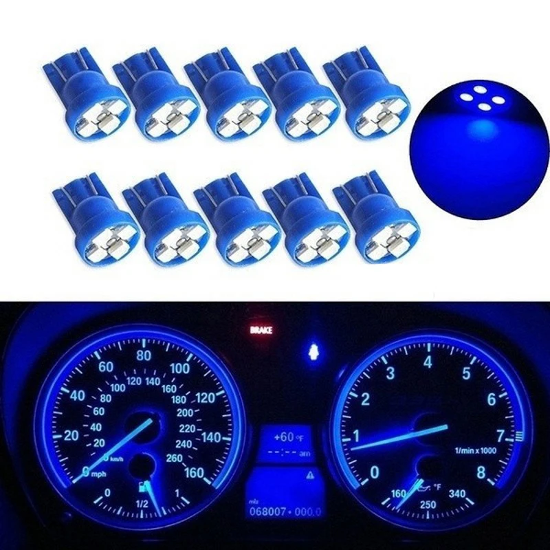 

10PCS T10 1210 4SMD LDE Bulb Instrument Light Car Gauge Speed Dash Bulb Dashboard Instrument Light Wedge Interior Lamp 12V