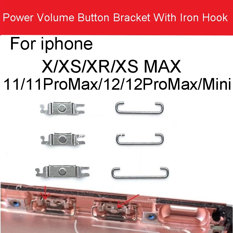 Power and Volume Button Side Keys Bracket with Iron Hook for iPhone 12 Mini 12 Pro 11 Pro Max XS XR X Inner Metal Bracket Shield